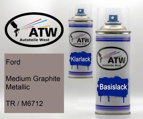 Ford, Medium Graphite Metallic, TR / M6712: 400ml Sprühdose + 400ml Klarlack - Set, von ATW Autoteile West.